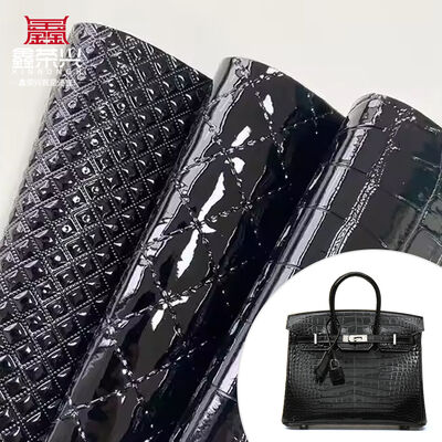 High-Gloss PVC Crocodile Embossed Woven Grain Geometry Animal for Shoe Bag Decor Synthetic Artificial Leather Fabric for Crafts