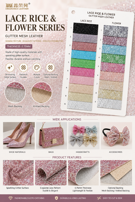 XR Glitter Synthetic Leather مدل برنج و رنگ گل