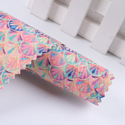 0.5mm Glitter PU Leather Brushed Mermaid Fish Scale PU پوست مصنوعی