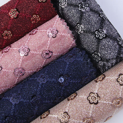 پوشک گل های درخشان درخشان PU چرم سازگار با محیط زیست 100% چرم پلی اورتان