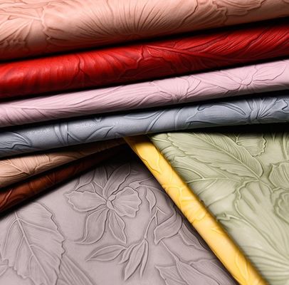 3D Retro Floral Embossed PVC Leather Brushed Bottom برای کیف دستی بسته بندی جعبه پارچه تزئینی Placemat پوست جعلی