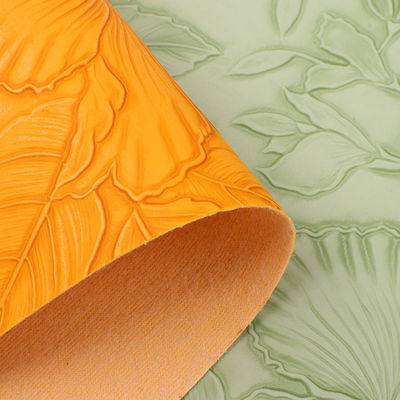3D Retro Floral Embossed PVC Leather Brushed Bottom برای کیف دستی بسته بندی جعبه پارچه تزئینی Placemat پوست جعلی