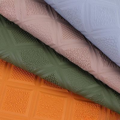 چرم مصنوعی طرح برجسته لوزی ضد لغزش PVC برای صندلی های پا خودرو، مبل، تزئین کیف، پارچه چرم مصنوعی