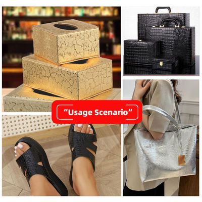 چرم مصنوعی برجسته بافت کروکودیل براق برای تزئین کیف و کفش، هندسه دانه ای، حیوانات، پارچه چرم مصنوعی برای صنایع دستی