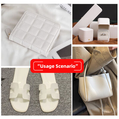 چرم مصنوعی مصنوعی پی وی سی سفید برجسته برای چاپ دیجیتال تزئینی مبلمان برای کیف، پوسته تلفن، سفره