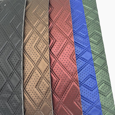 Custom PVC Embroidery Quilted Pearly Lustre Synthetic Leather Needle Punch Foam for Car Seat Cover Sofa Faux Leather Fabric