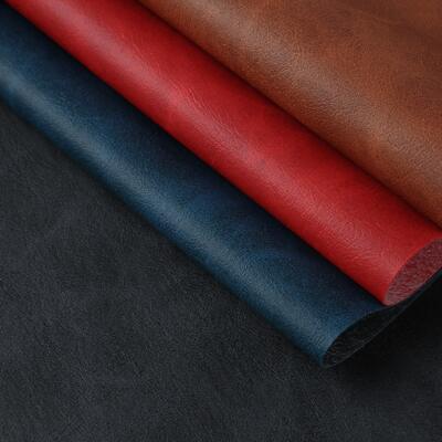 Crazy Horse Grain PVC Printed Synthetic Leather for Decorative Notebook Table Mat Phone Shell Faux Leather Fabric. Bags Lining