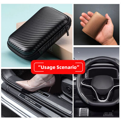 ضد آب لاستیک PU فیبر کربن چرم مصنوعی برای لباس کیف تلفن آستین جعبه های ماندگار چرم جعلی صنایع دستی لباس