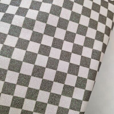پارچه چرم پی وی سی پی وی سی پریمیوم Glitter Checker برای کیف، کیف پول، کفش و لوازم جانبی مد