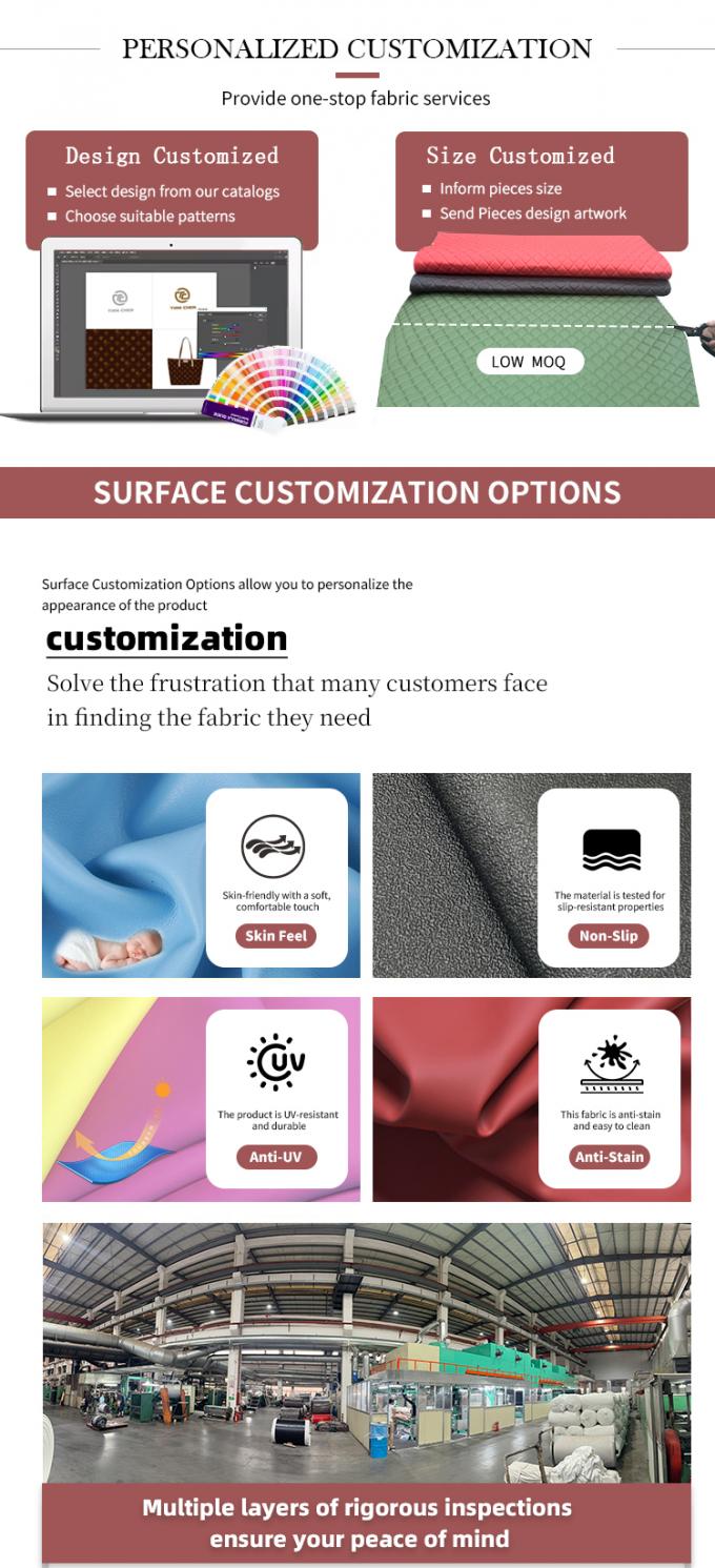 چرم مصنوعی برجسته PVC 0.7/0.9 میلی‌متری با کشش 4 طرفه برای روکش صندلی موتورسیکلت، دوچرخه، مبلمان و خودرو 6