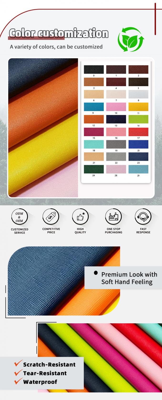 PVC Cross Grain پوست مصنوعی مصنوعی برای کیف پول بسته بندی کیف کفش کتابچه یادداشت پارچه پوست 4
