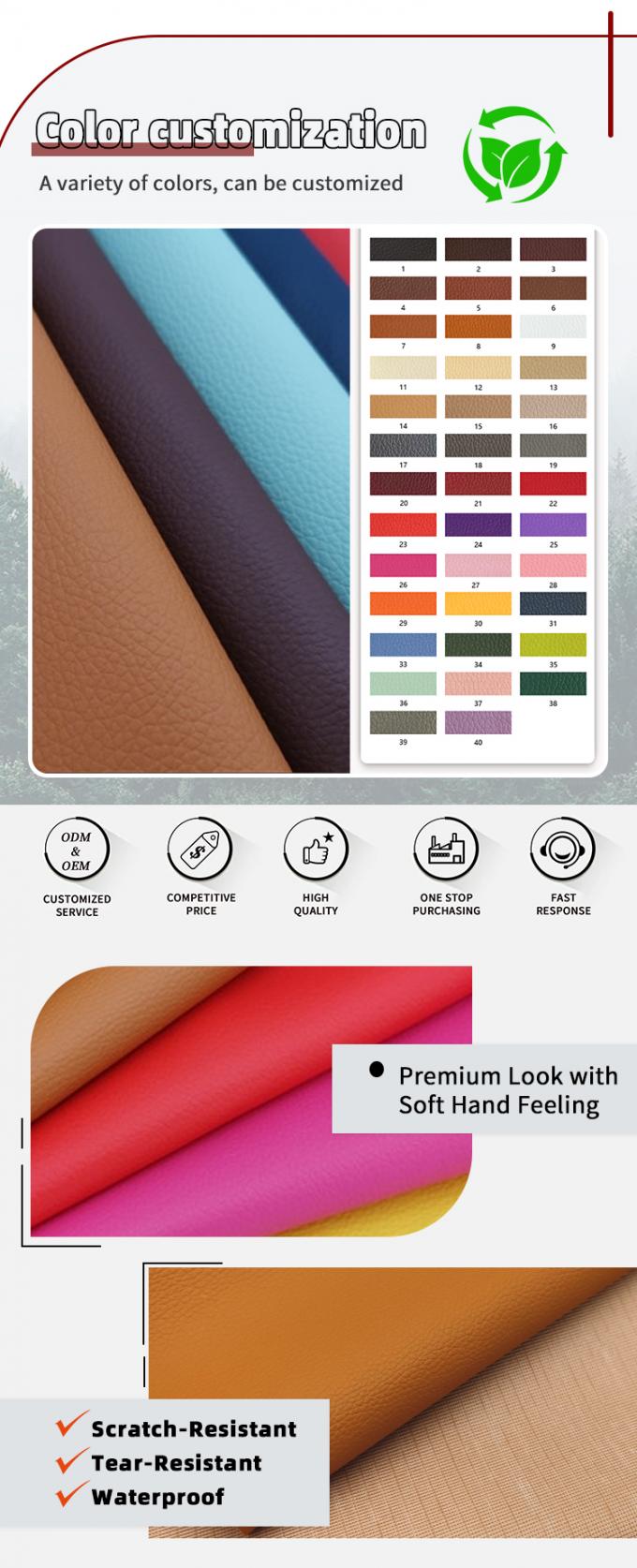 عمده فروشی لیتچی لیتچی پی وی سی ربات ضد آب چرم مصنوعی مصنوعی برای مبل صندلی مبلمان مواد چرم جعلی 4