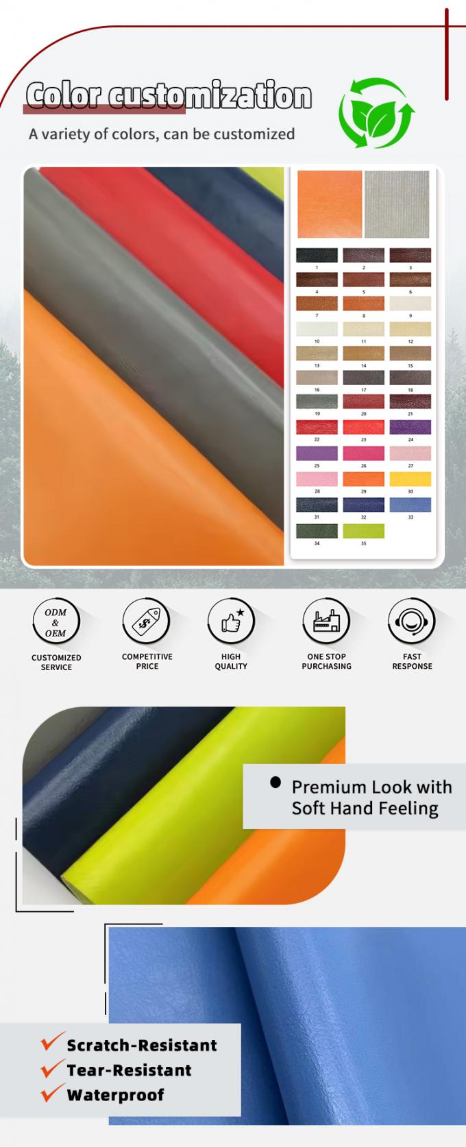 پارچه چرمی بافتنی PVC برای مبلمان 57/58 اینچ، ضد آب، مقاوم در برابر سایش 4
