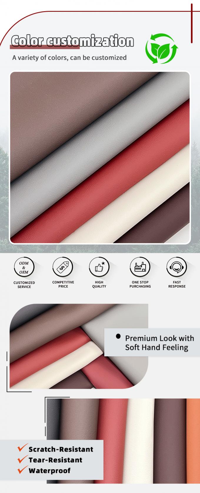 چرم مصنوعی برجسته ناپا PVC ضد آب مقاوم در برابر سایش 54 اینچ عرض 4