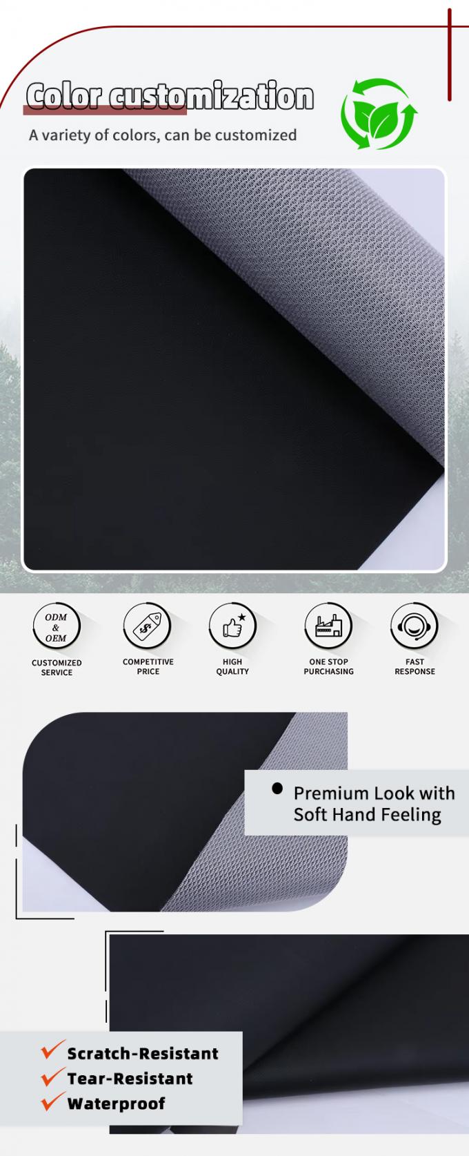 پوست دانه ای پن هول PVC برای پوشش صندلی ماشین - ضد آب و مقاوم در برابر سایش 4