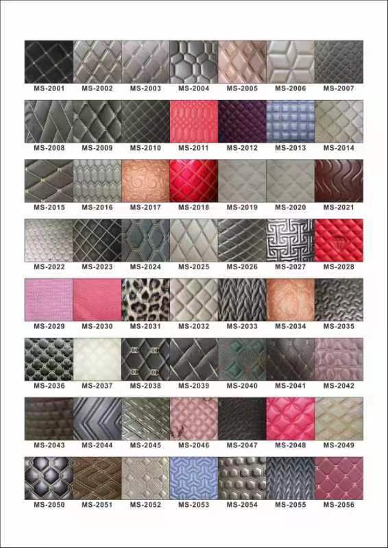 چرم مصنوعی مرواریدی لحافی گلدوزی الماسی PVC سفارشی با فوم پانچ سوزنی برای روکش صندلی خودرو، مبل، پارچه چرم مصنوعی 5