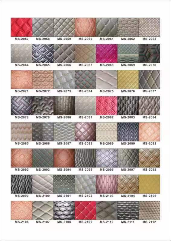 چرم مصنوعی مرواریدی لحافی گلدوزی الماسی PVC سفارشی با فوم پانچ سوزنی برای روکش صندلی خودرو، مبل، پارچه چرم مصنوعی 6