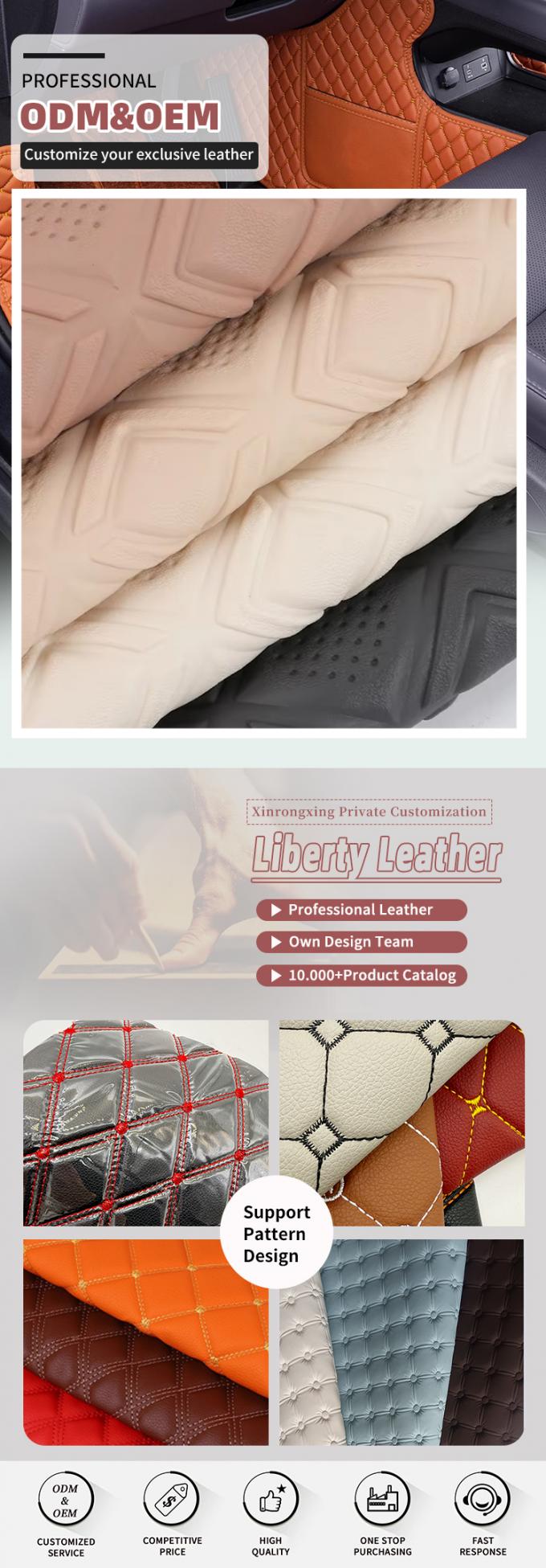 چرم مصنوعی مصنوعی با طرح برجسته پانچ الماسی PVC برای صندلی های اتومبیل، صندلی های اتومبیل، مبل، تزئین کیف، پارچه چرم مصنوعی 4