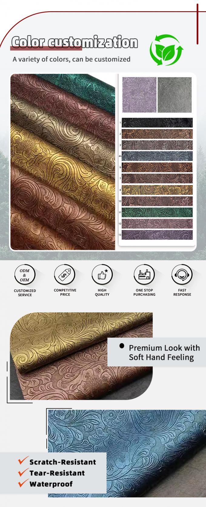 طرح گل PVC پوست مصنوعی مصنوعی کیف پول جعبه کفش Ntoebook پارچه پوست جعلی 4