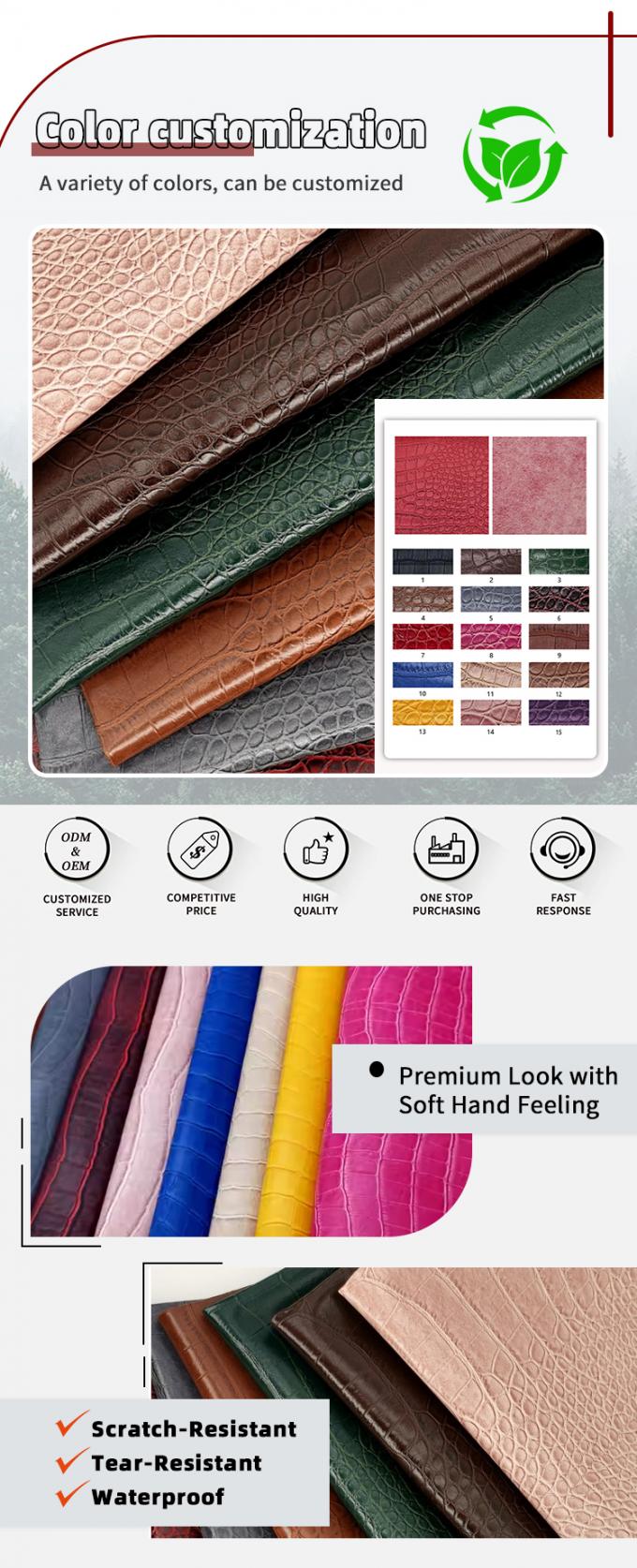 PVC بامبو دانه پوست مصنوعی مصنوعی کیف پول جعبه کفش Ntoebook پارچه چرم جعلی 4