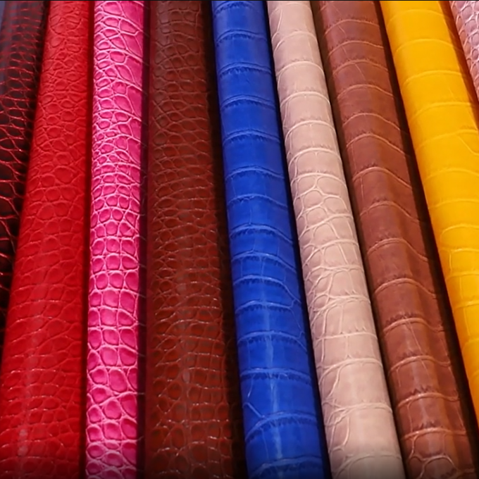 پی وی سی دانه تمساح پوست مصنوعی کیف پول جعبه کفش Ntoebook پارچه چرم جعلی 7