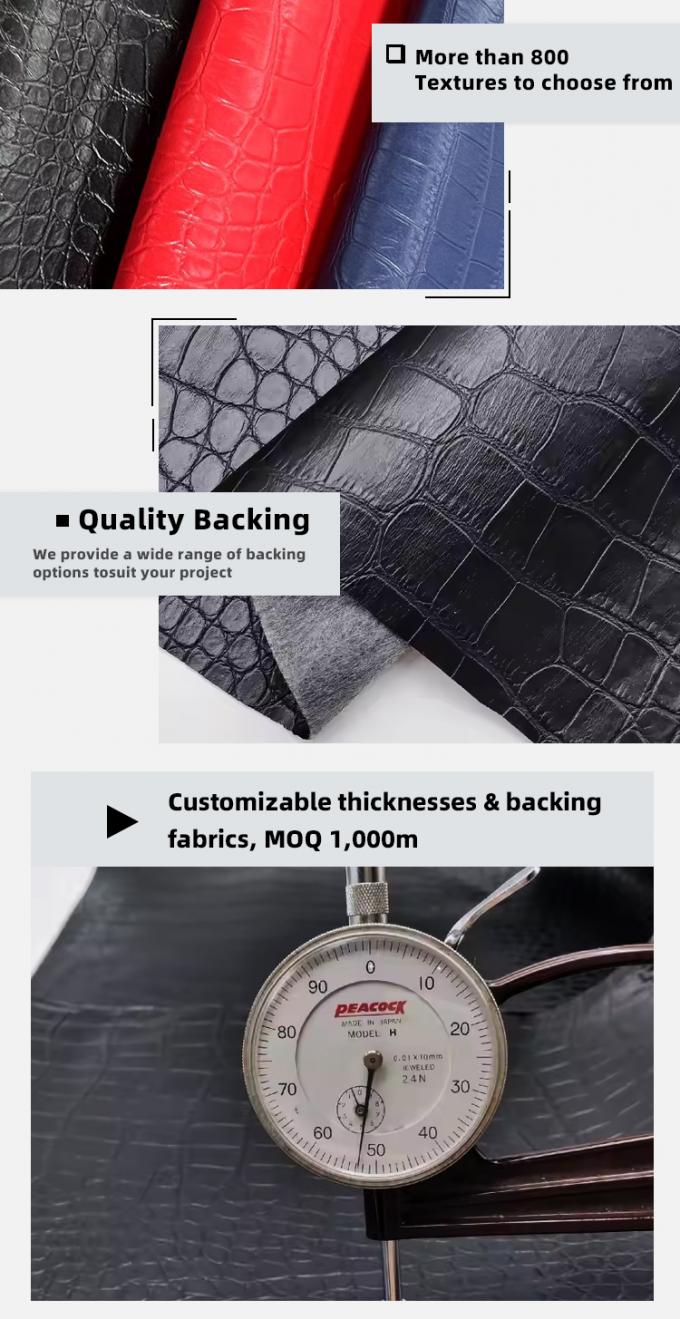 چرم مصنوعی بافت کروکودیل پی وی سی برای کیف پول، کفش و دفترچه یادداشت 5