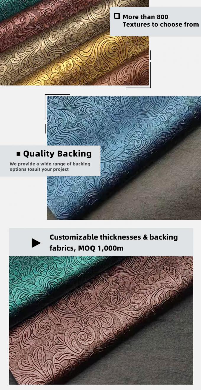 چرم مصنوعی طرح گل برجسته PVC برای کیف پول، جعبه، کفش، دفترچه یادداشت، کیف های تزئینی - مواد چرم مصنوعی با دوام 5