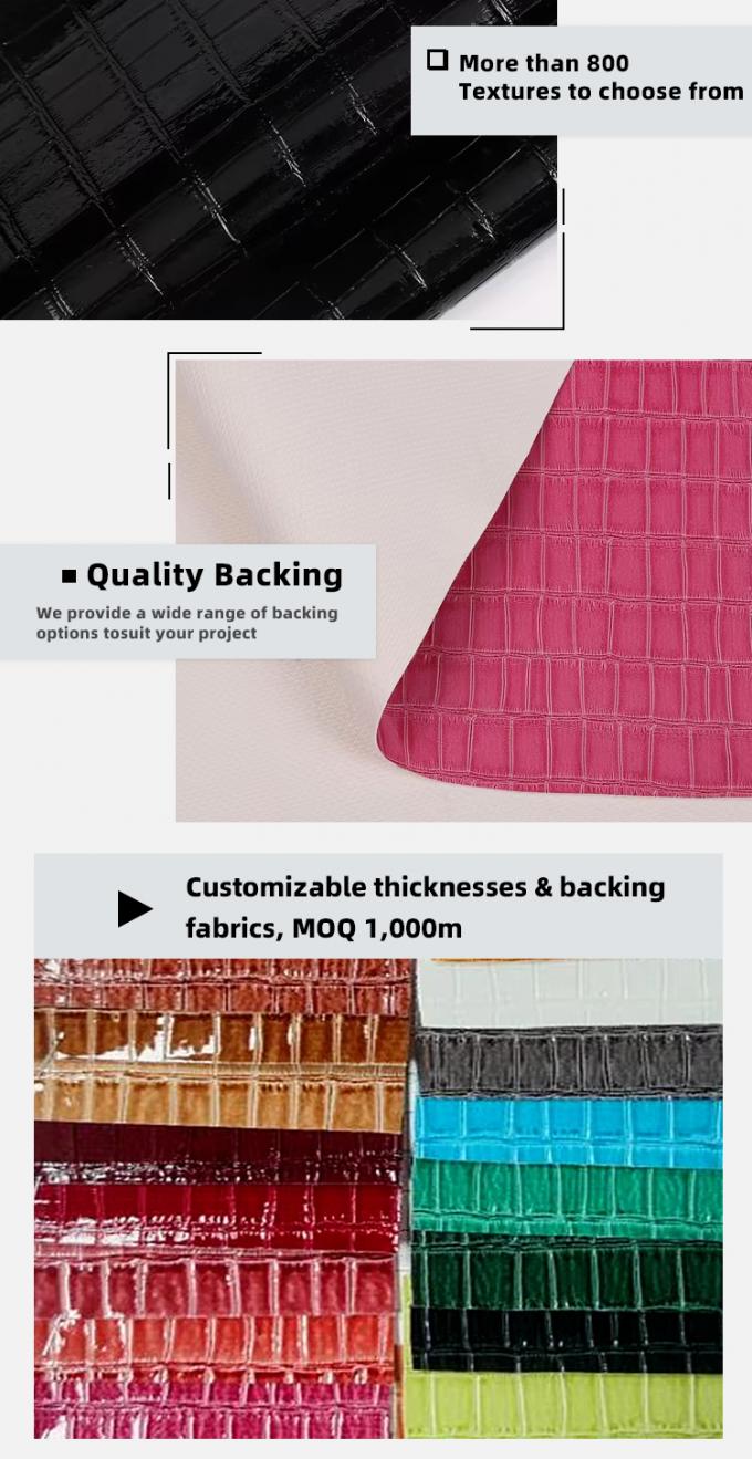 چرم مصنوعی مصنوعی با الگوی بامبو PVC براق برای تزئین کفش، کیف، جعبه و پارچه چرمی مصنوعی 5